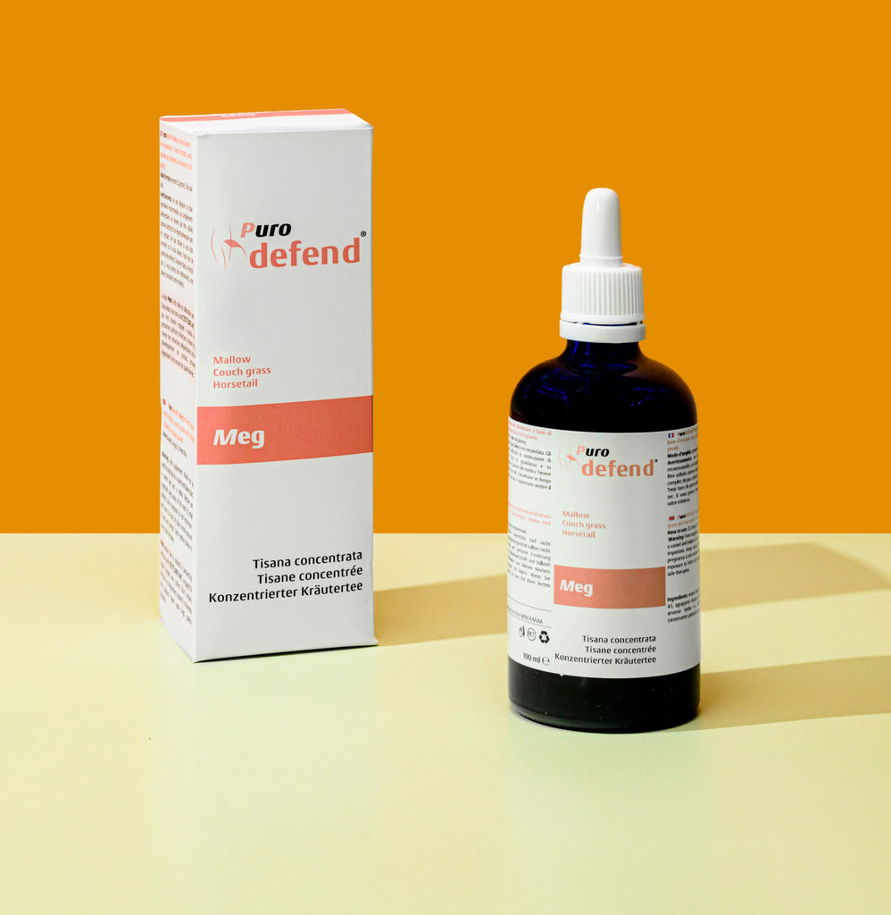 Purodefend® MEG è un preparato alimentare a base di estratti secchi solubili di Gramigna, Malva ed Equiseto.
