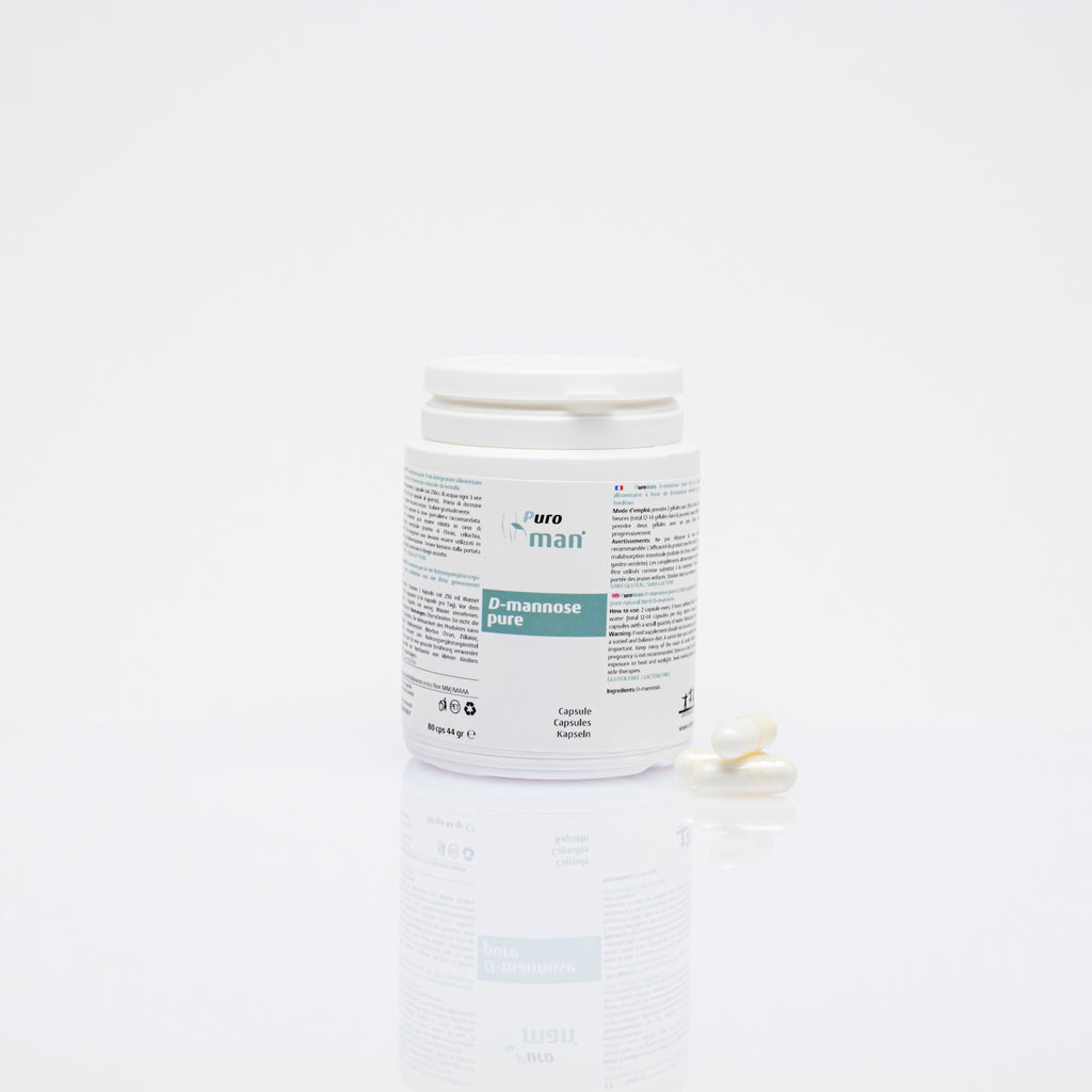 Puroman® D-mannose pure è un integratore alimentare in capsule a base di purissimo D-mannosio naturale da betulla.