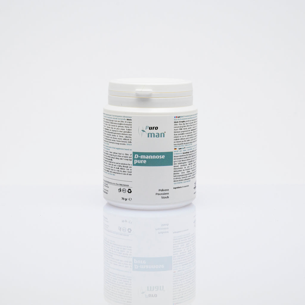 Puroman® D-mannose pure è un integratore alimentare in polvere a base di purissimo D-mannosio naturale da betulla