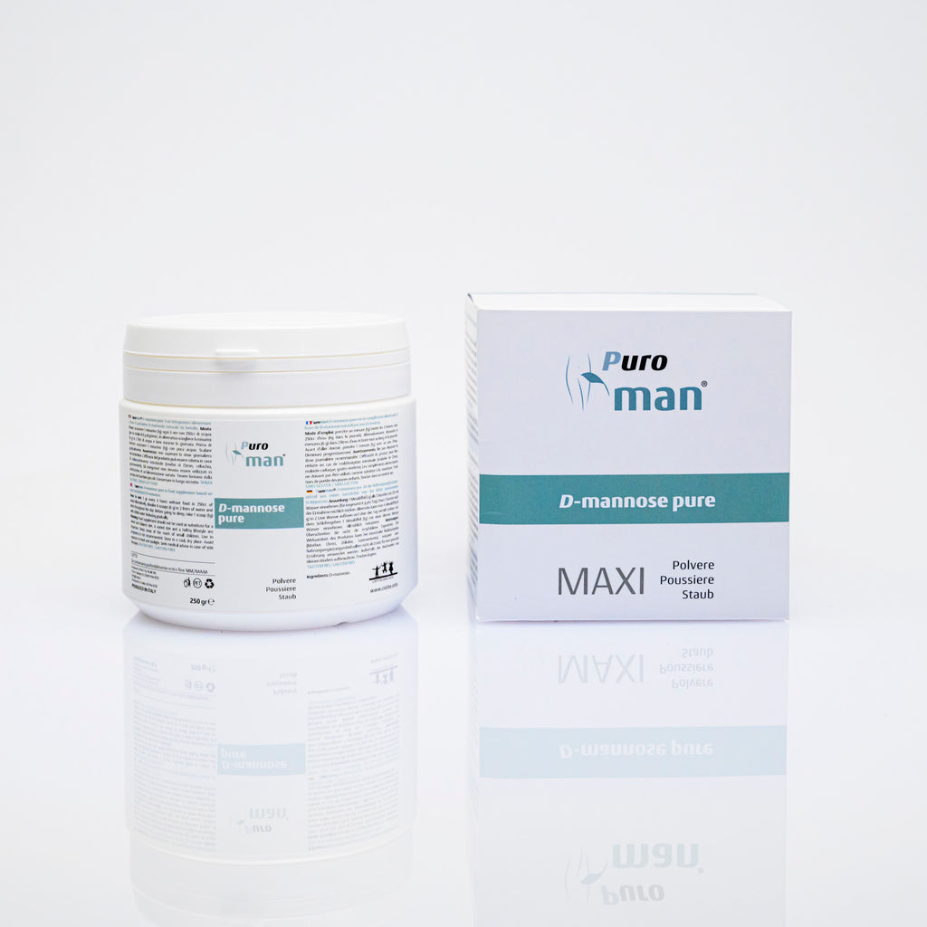 Puroman® D-mannose pure è un integratore alimentare in polvere a base di purissimo D-mannosio naturale da betulla.